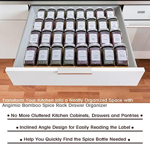 Bamboo Spice Rack Drawer Organizer - 8 Pieces Set- 7" Wide Per Piece - Combine Pieces Into 14" Wide Rack (7" or 14")