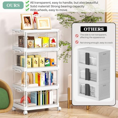 Clear Storage Bins with Lids - 4 Tier 23qt Plastic Stackable Bins