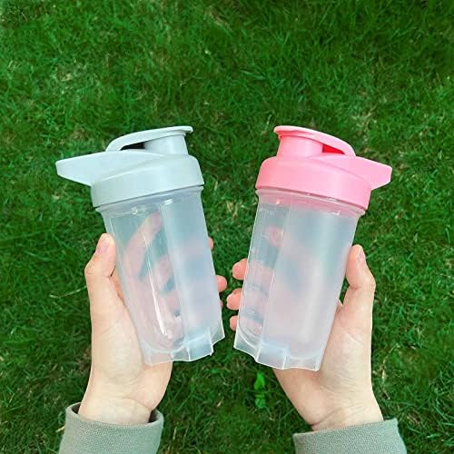 Shaker Bottle Protein Shakes Cup and 10-Ounce/300ML Shaker Bottle with Whisk Balls, Protein Shakers Bottles Set,Non-BPA plastic(White+Pink(2PCS)) - Image 6