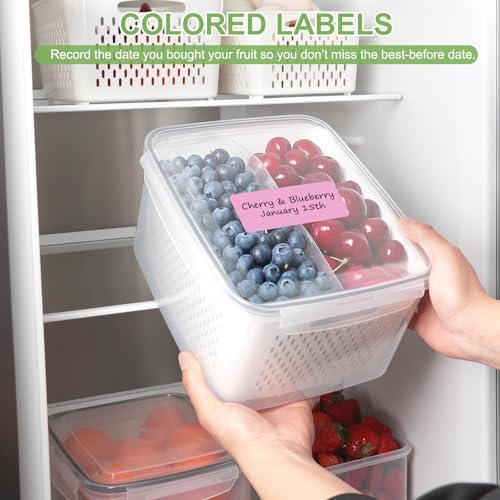 12 Pack Fruit Storage Containers for Fridge with Removable Colander