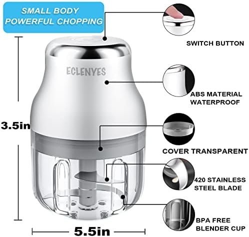 Garlic Chopper, Mini Food Processor, USB Rechargeable Mini Chopper, Powerful Garlic Crusher, Blender to Vegetable, Wireless Vegetable Chopper for Ginger, Chili, Fruit, Meat, etc(250ML) - Image 6