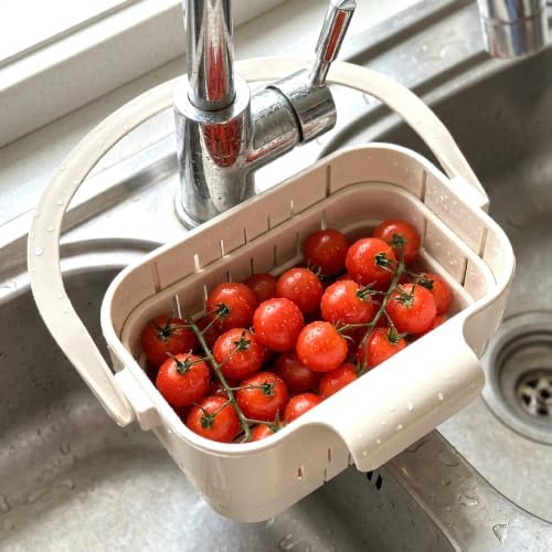 Foldable Hanging Kitchen Sink Drain Basket, 2027 New Cactus Kitchen Sink Strainer Basket, Sink Strainer Basket, Multifunctional Foldable Hanging Colander, Space Saving Food Strainer (White)