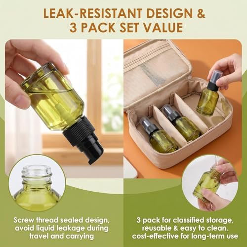 3Pcs 30ml Green Empty Glass Lotion Pump Bottles for Travel - Image 6