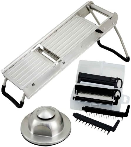 Winco winware Stainless Steel Mandoline Slicer Set with Hand Guard by Winco