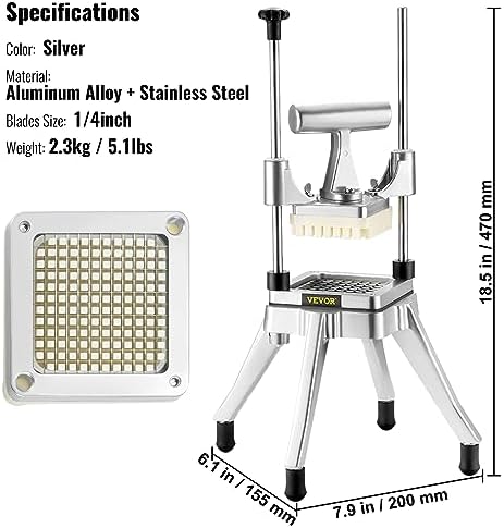 Commercial Vegetable Fruit Chopper, 1/4" Blade French Fry Cutter
