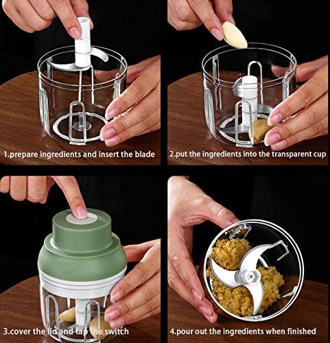 Electric Mini Food Chopper,250ML Portable Garlic Chopper with USB Charging Function, Mini Food Slicer for Onion Vegetables Chili Ginger Meat Nuts Fruits Salad (White) - Image 6