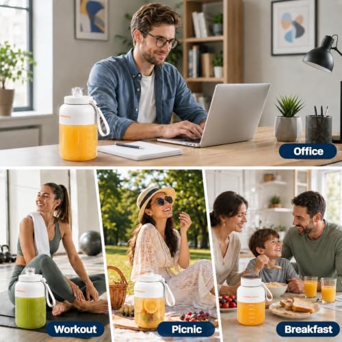 Portable Blender, Personal smoothie juicer, Shaker blender, 33oz USB portable rechargeable Juicer cup with 38 Blades for Kitchen, Travel, Gym, Office – Cream White - Image 7