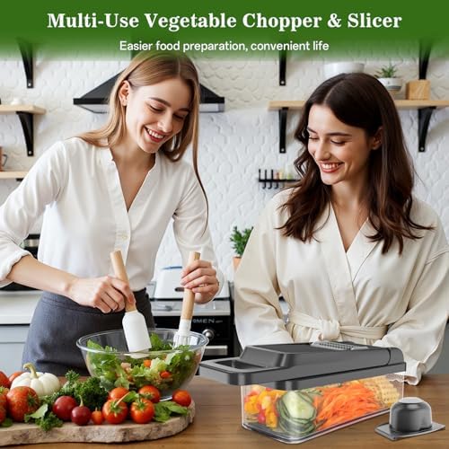 HomeHacks Veggie Chopper Vegetable Cutter, 15 in 1 Kitchen Gadget, Grey - Image 7