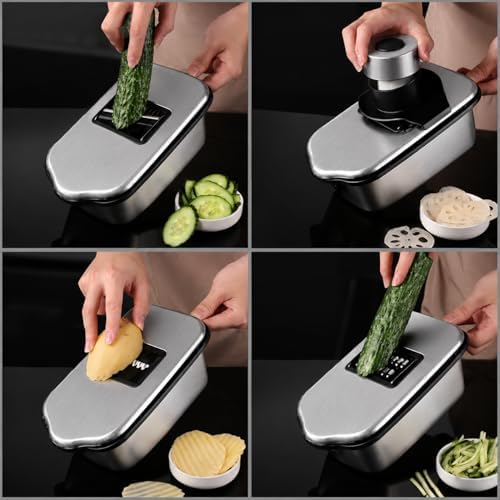 Vegetable Chopper, Stainless Steel Food Dicer and Mandoline Slicer with Drain Holes and Storage Container, Dishwasher Safe Food Chopper for Onion, Potato, Cucumber, Carrot and More - Image 7