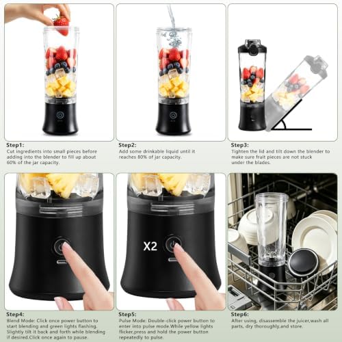 CC Store Portable Blender 20 Oz with USB-C Rechargeable Design, Black - Image 6