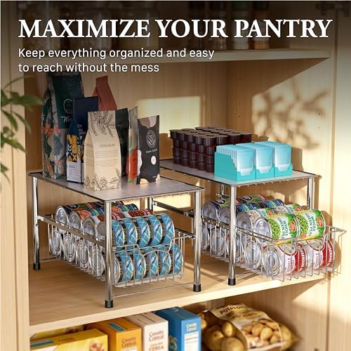 Chrome Metal Stackable Storage Rack, 16.75 in L x 10.8 in W x 10.25 in H