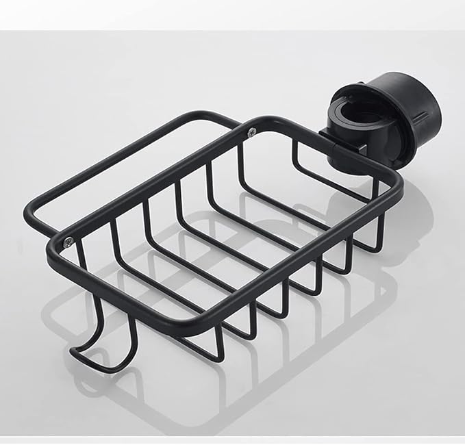 Kitchen Faucet Sponge Holder Sink Caddy Organizer Over Faucet Hanging Faucet Drain Rack for Sink Organizer (Black-Upgraded)