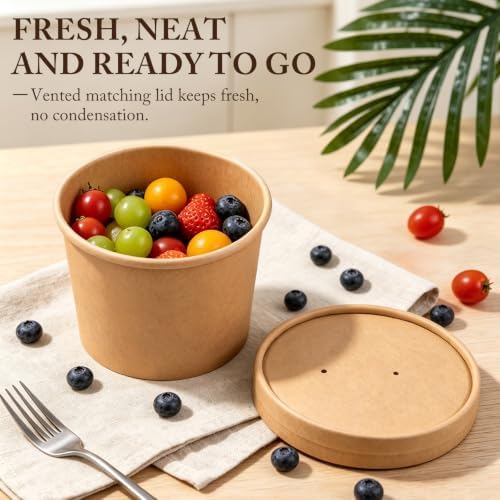 Wuadua Soup Containers with Lids Paper Ice Cream Containers 12oz 50 Pack - Image 6