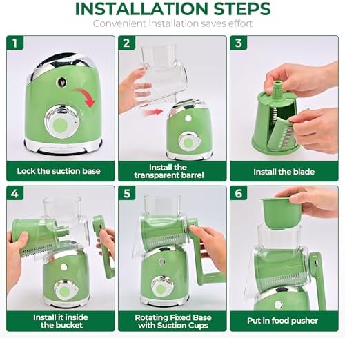 SUSTEAS Rotary Cheese Grater Hand Crank, Kitchen Shredder Vegetable Slicer - Image 6