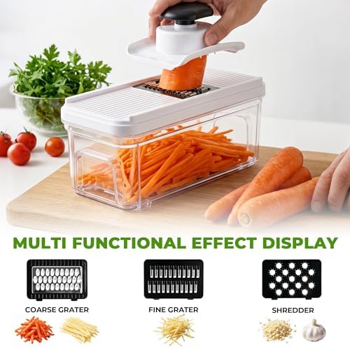 SUSTEAS Vegetable Chopper with Pull-Out Container, 7-Blade Mandolin Slicer - Image 6