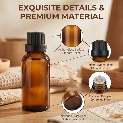 erioctry 3PCS 100ml/3.4oz Empty Amber Glass Bottle with Orifice Reducer and Black Cap for Essential Oils Aromatherapy Cosmetic Storage - Image 6