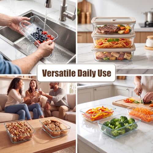 4 Pack 27 oz Glass Food Storage Containers with Airtight Lids