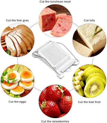 Heavy Duty Luncheon Meat Slicer, Egg Cutter with 14 Precise Slices, Stainless Steel Kitchen Slicing Tool for Egg,Bananas, Avocados,Luncheon (White, 14 slicer) - Image 7