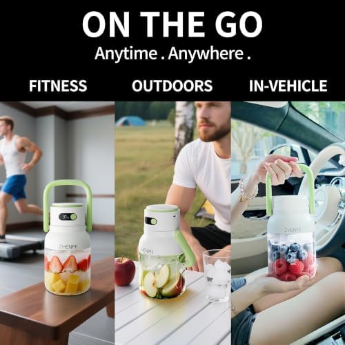 Portable Blender for Smoothies & Shakes, 34oz Rechargeable Personal Mixer with 12 Stainless Steel Blades for Ice Crushing, Cordless Travel Design, LED Display, BPA-Free, Dishwasher Safe - Image 6