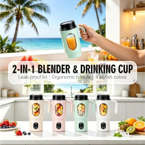 Portable Blender 580ML with LED Display and 12-Blade (green) - Image 6
