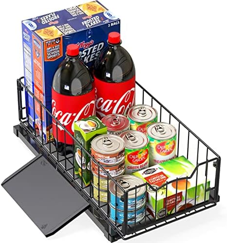 Pull-Out Cabinet Sliding Basket, 17.2Dx9.7Wx5H, Black