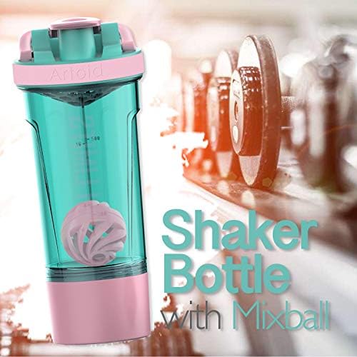 Fitness Workout Sports Protein Shaker Bottle 24-Ounce, Dual Mixing Technology with Shaker Balls & Mixing Grids Included, Twist and Lock Protein Box Storage Included