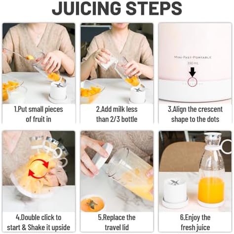 OTPEIR Portable Blender for Shakes and Smoothies with 11.83 Oz Travel Cup and Lid,Durable Stainless Steel Blades for Juice Blending Performance, White - Image 6