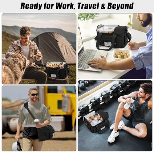 Lunch Box for Men Women, 15L Insulated Lunch Bag with Hot/Cold Compartment