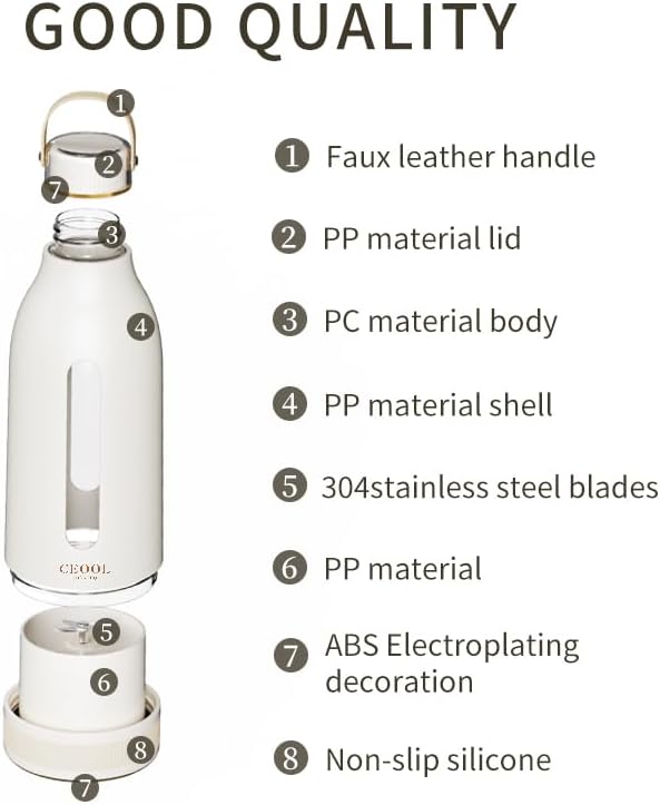 Portable Blender, Personal Blender for Shakes and Smoothies, Mini Juicer Cup with 6 Blades and Lid,USB-C Rechargeable Self Cleaning 12OZ Single Serve Blenders for Travel, Home, Office, Camping
