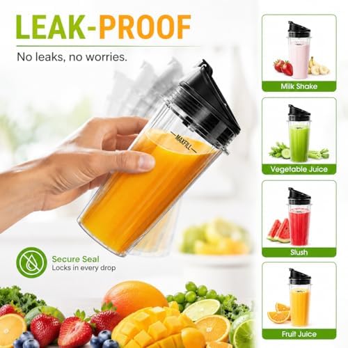 16 oz Ninja Blender Cups Replacement, 3 Pack Cups with Lids, Compatible with QB3001SS, BL660, BL770, BL780, BL740, BL810, 4-Tab Nutri Ninja Blender Cups - Image 7