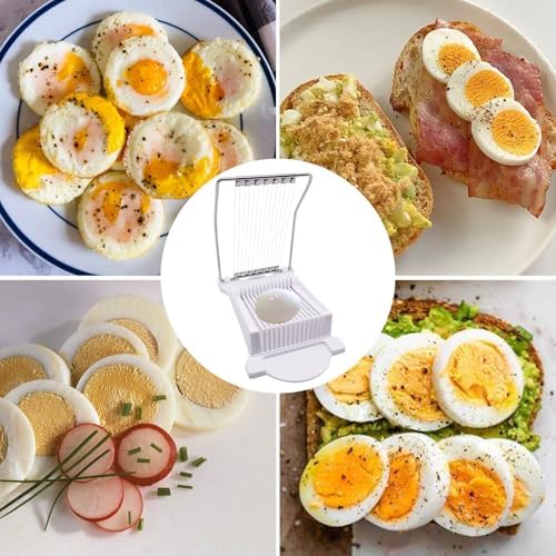 Egg Slicer for Hard Boiled Eggs, Food Slicer with 14 Stainless Steel Wires, Heavy Duty Hard Boiled Egg Cutter, Spam Slicer for Soft Fruit Strawberry Luncheon Meat Home Use (1Pcs, White) - Image 6