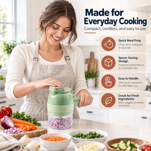 5-in-1 Wireless Electric Vegetable Chopper,Multi-Function Food Processor - Image 7