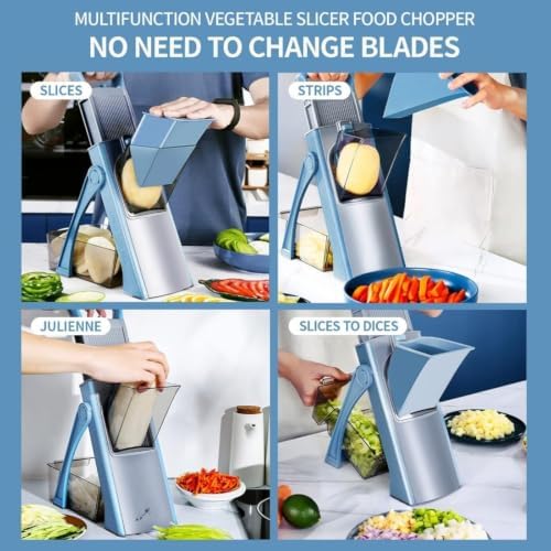 Blue Mandoline Slicer Vegetable Cutter, Adjustable 0.1-8mm - Image 7