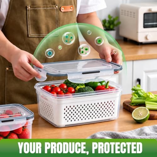 5 Pack Large Fruit Storage Containers for Fridge, Produce Storage Container