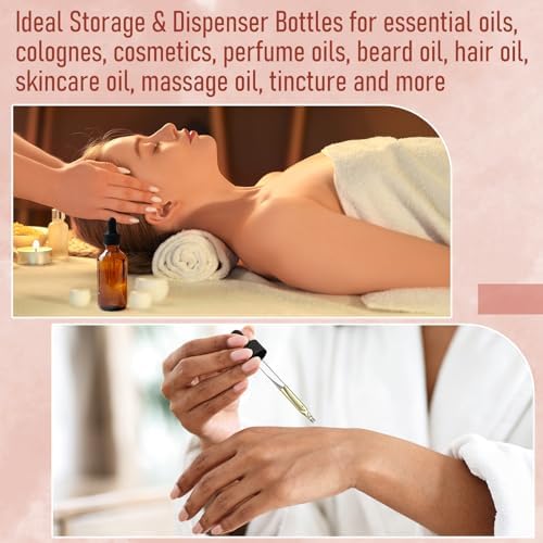 12 pcs, 1 oz Amber Dropper Bottles w/ 3 Stainless Steel Funnels & 1 Long Glass Dropper - 30ml Glass Bottles with Eye Droppers, Leakproof Essential Oils Bottle for Health, Personal Care & Beauty - Image 6