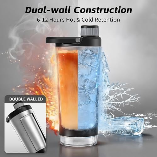 PROCHAIN Insulated Stainless Steel Protein Shaker Bottle, 20oz Metal Mixer - Image 6
