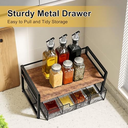Tea Bag Organizer Wood Tea Organizer with 8 Compartments Storage Chests Tea Station Chest Display Container Box for Countertop Kitchen