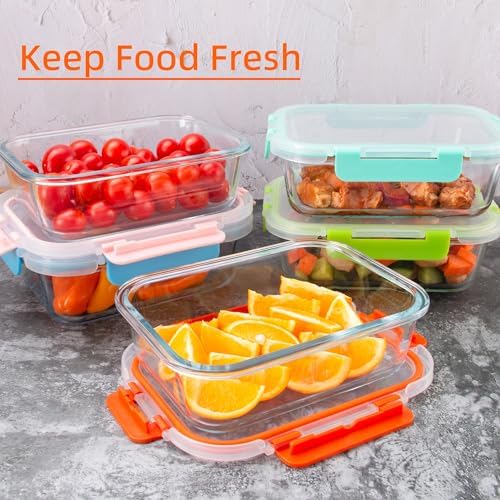 Glass Meal Prep Containers with Lids(5 Pack, 34oz)
