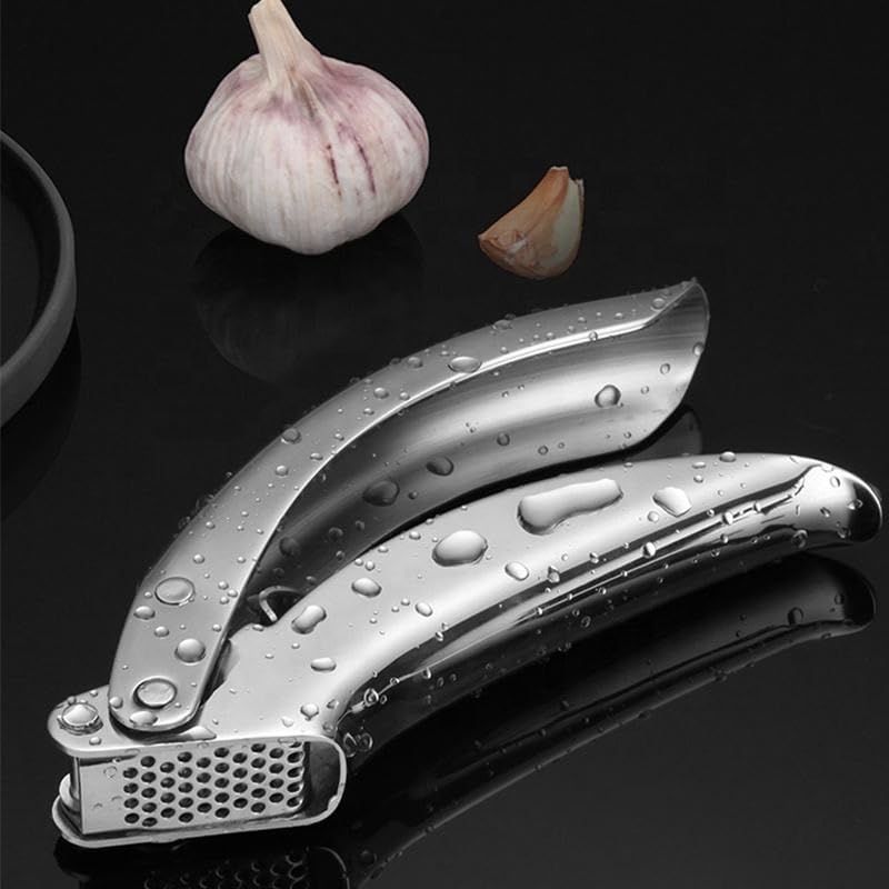 Stainless Steel Garlic Press Compatible With Kuhn Rikon Garlic Crusher - No Peeling Required Garlic Press with Ergonomic Design - Easy to Clean, Dishwasher Safe Garlic Crusher.
