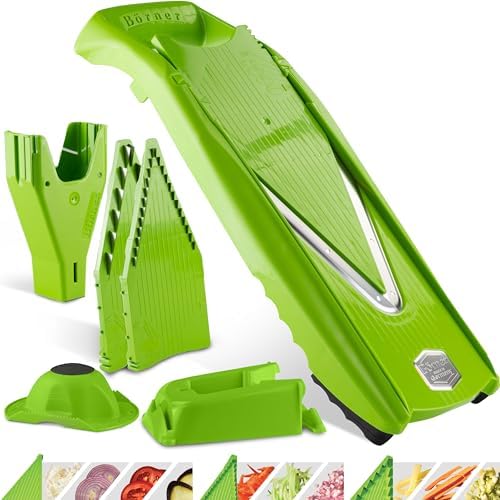Mandoline Food Slicer Börner V5 (Profi Set) by Reston Lloyd • V-Slicer with 4 Inserts, Docking Station & Food Holder • Made in Germany • Fruit & Vegetable Chopper • Multiple Settings • Color: Lime - Image 7