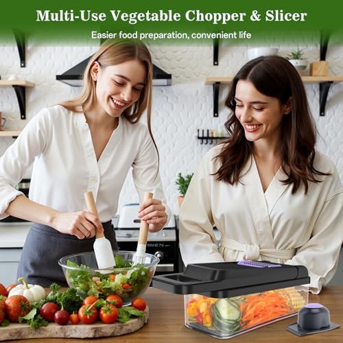 Veggie Chopper Vegetable Cutter, 15 in 1 Kitchen Gadget, Purple