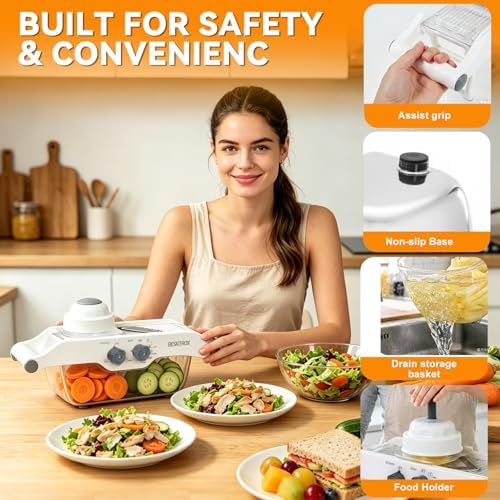 5-Speed Adjustable Mandoline Slicer Manual Veggie Cutter with Safety Guard - Image 6