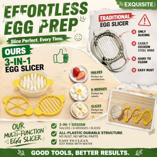 Hard Boiled Egg Slice,3-in-1 Egg Cutter for Slice,Wedge and Half Cut - Image 6