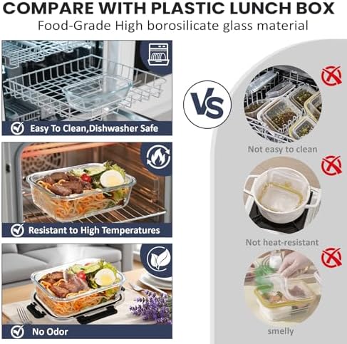 4-Pack 4.4 Cups/35oz Glass Food Storage Container set