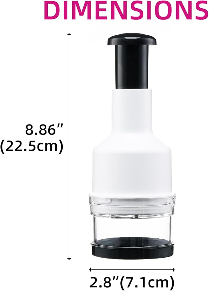 Vegetable Chopper, Onion Chopper, Garlic Chopper, Nuts Chopper - Hand Chopper For Vegetables Salads Fruits, Nuts. Dishwasher-safe, White, Easy to Clean