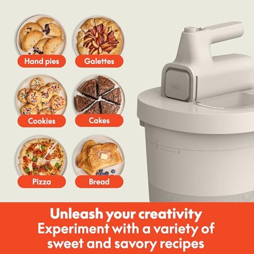 bella 3.5 Qt Hand & Stand Mixer, 2 in 1 Electric Mixer with Bowl, Dough Hook, Whisk & Egg Beater, Multifunctional Handheld Mixer for Baking, 200 Watt, Oatmilk - Image 6