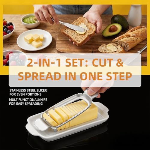 Butter & Cheese Slice Cutter - Stainless Steel Multipurpose Butter and Cheese Cutter Slicer for Evenly Slicing Butter Blocks, Cheeses, Eggs, Non-Stick,Compact & Portable for Home, BBQ, Camping - Image 6
