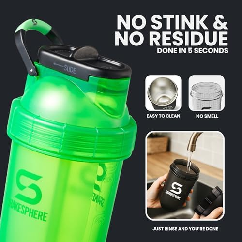 SHAKESPHERE Protein Shaker Bottle with Straw 13.5oz BPA-Free Tritan, Green - Image 7