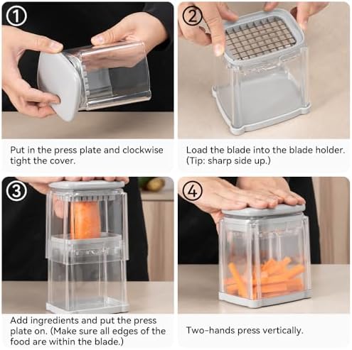 Badelite French Fry Cutter 3 in 1 Potato Onion Chopper Multifunction Egg Apple Slicer Kitchen Vegetable Cutter Dicer for Cucumber, Tomato, Zucchini, Carrot, Citrus Stainless Steel Blade - Image 6