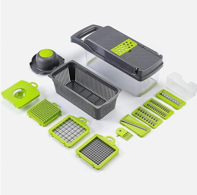 Vegetable Chopper-Food Chopper-Pro Onion Multifunctional 15-in-1 Green Slicer Dicer Grader Cutter-kitchen Tool 14 Blades